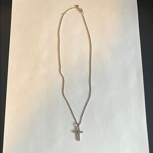 David Yurman Silver/Gold/Diamond Cross Necklace